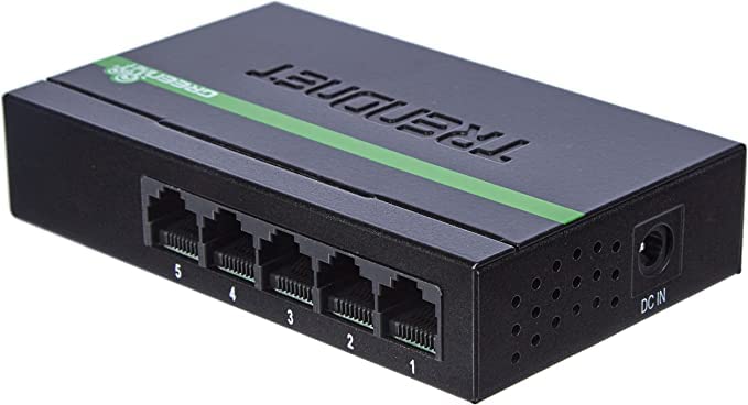 TRENDnet 5-Port Unmanaged Gigabit GREENnet Desktop Metal Switch, Ethernet-Network Switch, 5 x Gigabit Ports, Fanless, 10 Gbps Switching Fabric, Lifetime Protection, Black, TEG-S50g