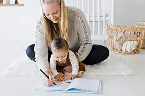 Pearhead First 5 Years Chevron Baby Memory Book with Clean-Touch Baby Safe Ink Pad to Make Baby's Hand or Footprint Included, Blue