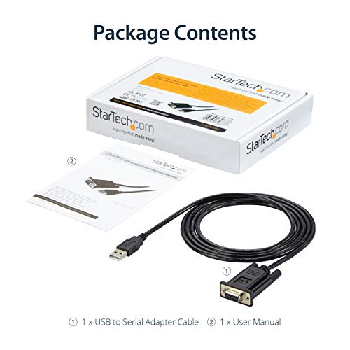StarTech.com USB to Serial RS232 Adapter - DB9 Serial DCE Adapter Cable with FTDI – Null Modem - USB 1.1 / 2.0 – Bus-Powered (ICUSB232FTN)