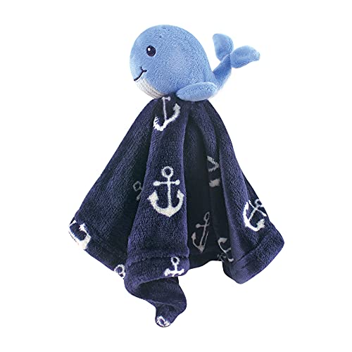 Hudson Baby Baby Flannel Plush Sleep and Play and Security Toy, Whale Anchor, 3-6 Months