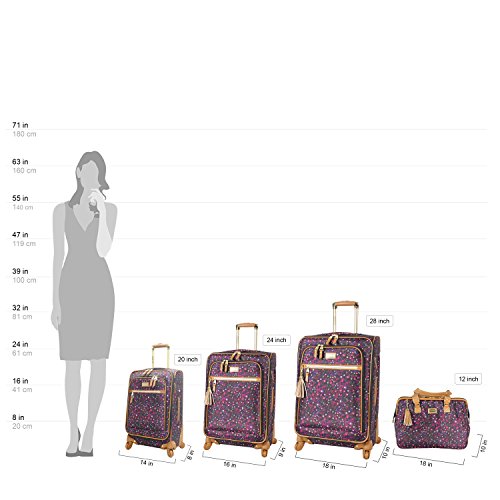Steve Madden Designer Luggage Collection - Lightweight Softside Expandable Suitcase for Men and Women - Durable 20 Inch Carry On Bag with 4-Rolling Spinner Wheels (Dark Purple)