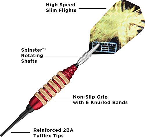 Viper Spinning Bee Soft Tip Darts with Casemaster Storage/Travel Case, Red, 16 Grams