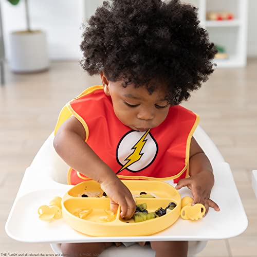 Bumkins Bibs, DC Comics The Flash, Baby Bibs for Girl or Boy, SuperBib with Cape, Baby and Toddler Bib for 6-24 Months, Baby Bib for Eating, Feeding Bib, Waterproof Fabric