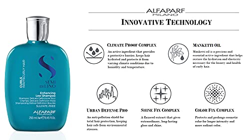 Alfaparf Milano Semi Di Lino Curls Enhancing Sulfate Free Shampoo for Wavy and Curly Hair - Hydrates and Nourishes - Reduces Frizz - Protects Against Humidity - Vegan-Friendly Formula - 8.45 fl. oz.