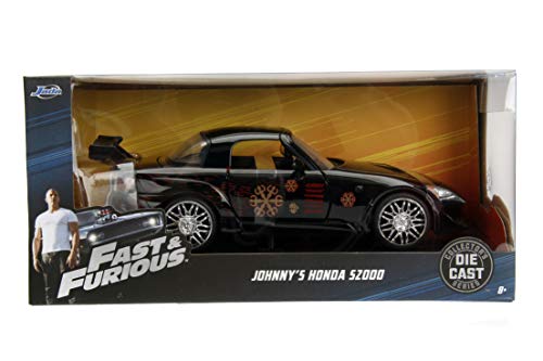 Jada Toys Fast and Furious 1:24 Johnny's Honda S2000 Die-cast Car, Toys for Kids and Adults, Black