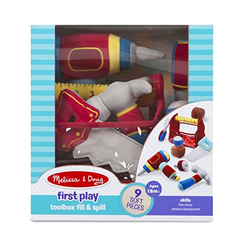 Melissa and Doug Toolbox Fill and Spill Toddler Toy With Vibrating Drill (9 pcs)