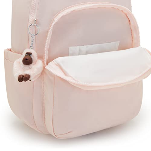 Kipling Women's Seoul 15' Device Backpack, Durable, Roomy with Padded Shoulder Straps, School Bag, Primrose Pink, 13.75''L x 17.25''H x 8''D