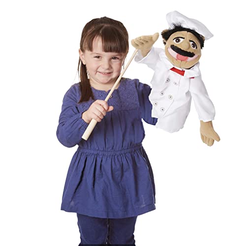 Melissa and Doug Chef Puppet (Al Dente) with Detachable Wooden Rod - Pretend Play Chef Puppet Chef Pepe