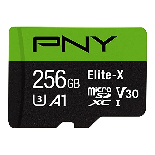 PNY 256GB Elite-X Class 10 U3 V30 microSDXC Flash Memory Card - 100MB/s, Class 10, U3, V30, A1, 4K UHD, Full HD, UHS-I, micro SD