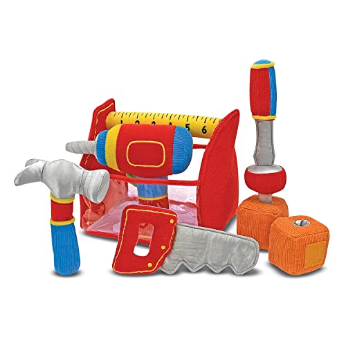 Melissa and Doug Toolbox Fill and Spill Toddler Toy With Vibrating Drill (9 pcs)