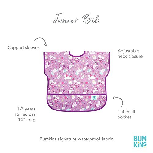 Bumkins Bibs, Baby and Toddler Bibs, Bibs for Girls and Boys, Large for 1-3 Years, Short Sleeve Bib for Kids, Mess Proof Lightweight Waterproof Fabric Bib