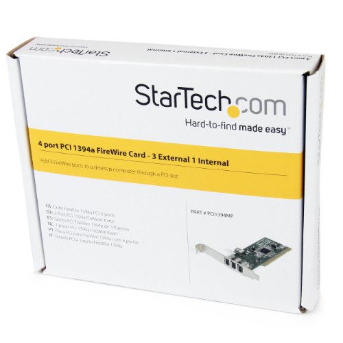 StarTech.com 4 port PCI 1394a FireWire Adapter Card - 3 External 1 Internal FireWire PCI Card (PCI1394MP)