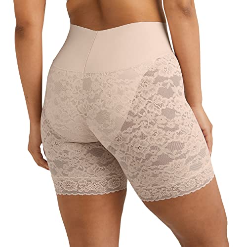 Maidenform womens Tame Your Tummy Lace Shorty, WomenÂ’s Lace Boyshort, WomenÂ’s Control Top Boyshort Thigh Shapewear, Sandshell Lace, X-Large US