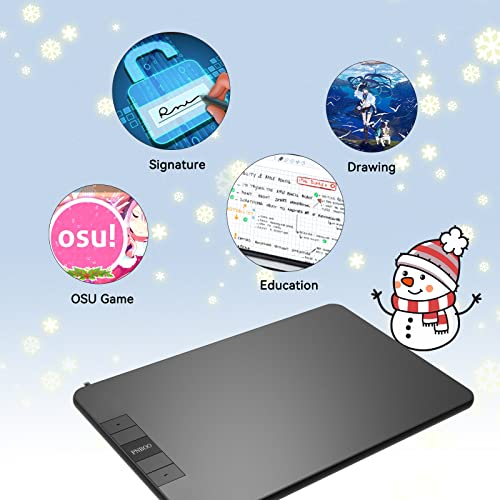 PNBOO PN640 Drawing Tablet, 8192 Professional Levels Pressure, Support Chromebook Linux Android Windows Mac, with Battery-Free Stylus, 4 Hot Keys, 6x4 Inches Active Area