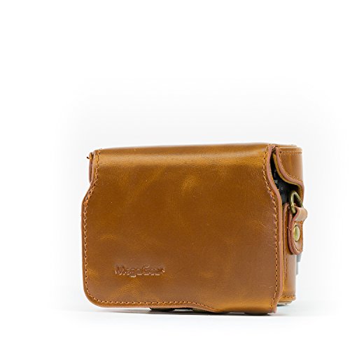 MegaGear MG286 Sony Cyber-shot DSC-RX100 VI, DSC-RX100 V, DSC-RX100 IV, DSC-RX100 III Ever Ready Leather Camera Case with Strap - Light Brown