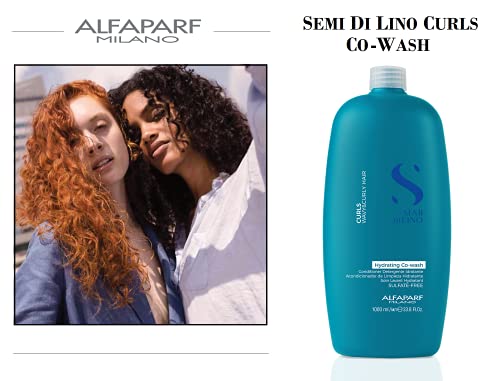Alfaparf Milano Semi Di Lino Curls Hydrating Sulfate Free Co-Wash for Wavy and Curly Hair - Hydrates and Nourishes - Reduces Frizz - Protects Against Humidity - Vegan-Friendly Formula - 33.8 fl. oz.