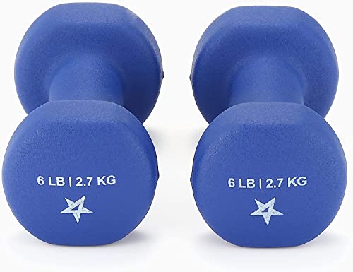 Yes4All Non-Slip, Hexagon Neoprene Dumbbells – 12lbs Neoprene Dumbbell Set for Muscle Toning, Strength Building, Weight Loss (Vivid Dark Blue - Pair)