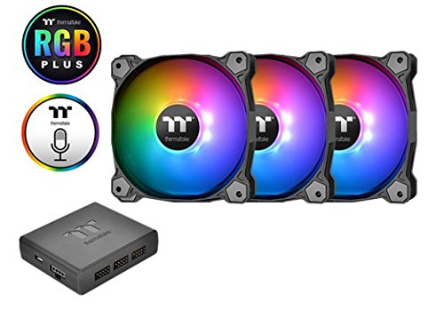 Thermaltake Pure Plus 12 RGB TT Premium Edition 120mm Software Enabled Circular 9 Controllable LEDs RGB PWM Case Radiator Fan 3Pack, TT RGB PLUS Software, AI Interactive Voice Control CL-F063-PL12SW-A