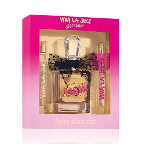 Juicy Couture Viva La Juicy Gold Couture 3 Piece Fragrance Gift Set, Perfume for Women