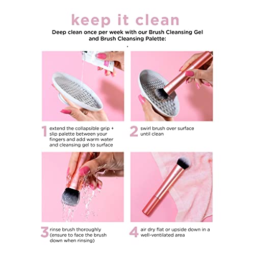 Real Techniques Face Base Makeup Brush Kit, For Concealer, Foundation, and Contour, Works With Liquid, Cream and Powder Products, Staples For Blending and Buffing, 4 Piece Set