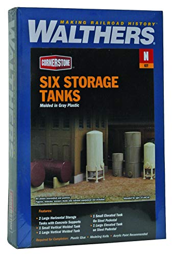 Walthers Cornerstone N Scale Modulars Storage Tanks pkg(6)