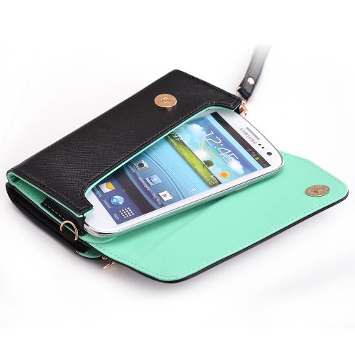 Kroo Clutch Wallet with Wristlet and Crossbody Strap for 5' Smartphone - Mint Green