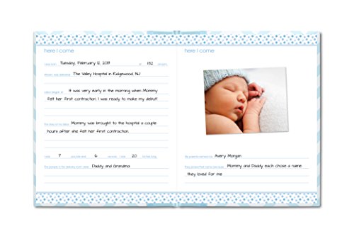Pearhead First 5 Years Chevron Baby Memory Book with Clean-Touch Baby Safe Ink Pad to Make Baby's Hand or Footprint Included, Blue