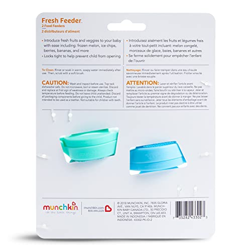 Munchkin Fresh Food Feeder, 2 Count (Pack of 1), Blue/Mint
