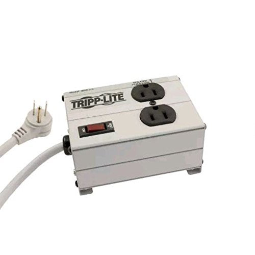 Tripp Lite IBAR2-6D Isobar 2 Outlet Surge Protector Power Strip, 6ft Cord, Right-Angle Plug, Metal, Lifetime Limited Warranty and Dollar 25,000 Insurance