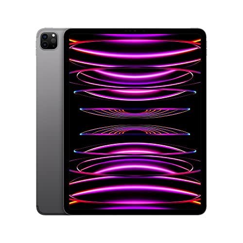 Apple iPad Pro 12.9-inch (6th Generation): with M2 chip, Liquid Retina XDR Display, 256GB, Wi-Fi 6E + 5G Cellular, 12MP front/12MP and 10MP Back Cameras, Face ID, All-Day Battery Life – Space Gray