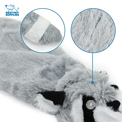Best Pet Supplies 2-in-1 Stuffless Squeaky Dog Toys with Soft, Durable Fabric for Small, Medium, and Large Pets, No Stuffing for Indoor Play, Holds a Plastic Bottle - Raccoon, Large