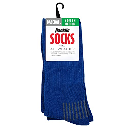 Franklin Sports Youth-Baseball + Softball Socks - Yellow-Baseball + Softball Knee Socks for Kids - Boys + Girls Tall Sports Socks - Youth Medium