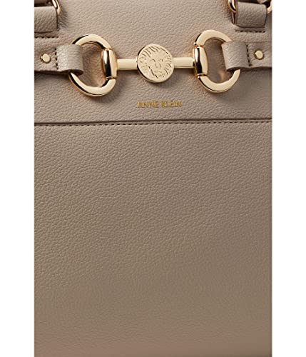 Anne Klein E/W Horsebit Satchel, Stone