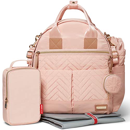 Skip Hop Diaper Bag Backpack: Suite 6-in-1 Diaper Backpack Set, Multi-Function Baby Travel Bag with Changing Pad, Stroller Straps, Bottle Bag and Pacifier Pocket, Blush