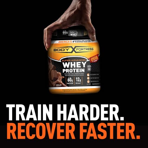 Body Fortress Super Advanced Whey Protein Powder, Chocolate, Immune Support (1), Vitamins C and D Plus Zinc, 1.78 lbs