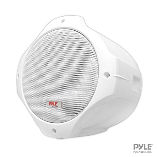 Pyle Waterproof Marine Wakeboard Tower Speakers - 8in Dual Subwoofer Speaker Set and 1” Tweeter with 300 Watt Power - 2-Way Boat Audio Stereo System with Mounting Bracket - 1 Pair PLMRW85 (White)