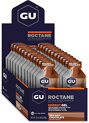 GU Energy Roctane Ultra Endurance Energy Gel, Quick On-The-Go Sports Nutrition for Running and Cycling, Sea Salt Chocolate (24 Packets)