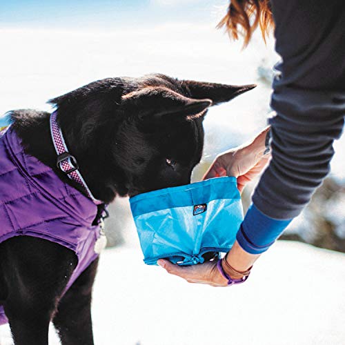 Kurgo Zippy Bowl, Collapsible Travel Dog Bowl, Pet Food and Hiking Water Bowl, Machine Washable Bowl for Dogs, Travel Accessories for Pets, BPA Free, Carabiner ,Blue