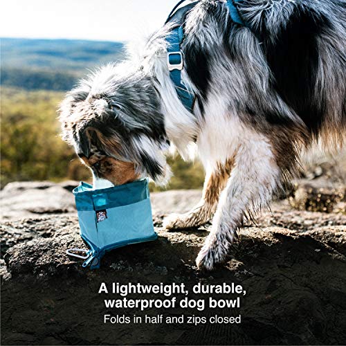 Kurgo Zippy Bowl, Collapsible Travel Dog Bowl, Pet Food and Hiking Water Bowl, Machine Washable Bowl for Dogs, Travel Accessories for Pets, BPA Free, Carabiner ,Blue