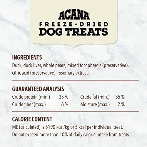 ACANA Singles Limited Ingredient Freeze-Dried Dog Treats, Duck and Pear, Biologically Appropriate and Grain Free