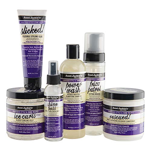 Aunt Jackie's Grapeseed Style and Shine Recipes Slicked Flexible Hair Styling Glue, Superior Hold, Molding and Sculpting for Hair and Edges, 4 oz