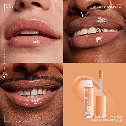NYX PROFESSIONAL MAKEUP This Is Milky Gloss, Lip Gloss with 12 Hour Hydration, Vegan - Salted Caramel Shake (Caramel)