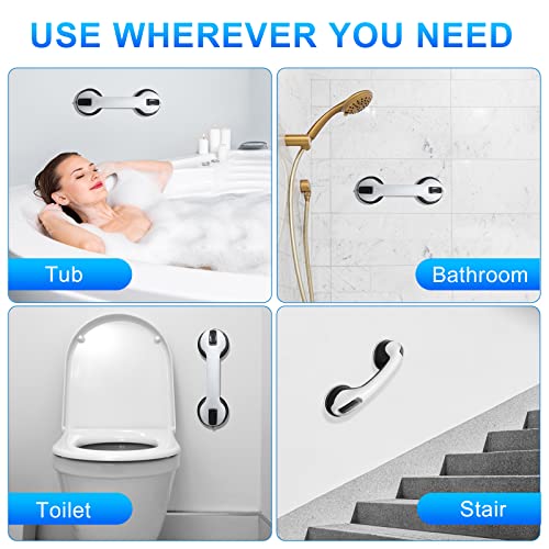 Shower Handle 2 Pack 12 inch Grab Bars for Bathtubs and Showers Shower Handle with Strong Hold Suction Cup Grip Grab Bath Handle Grab Bars for Handicap Elderly Seniors Bathroom Safety Grab Bar Black
