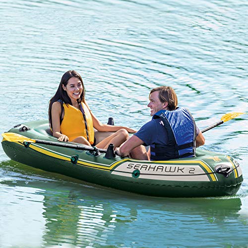 Intex Seahawk 2, 2-Person Inflatable Boat Set with French Oars and High Output -Air -Pump (Latest Model)