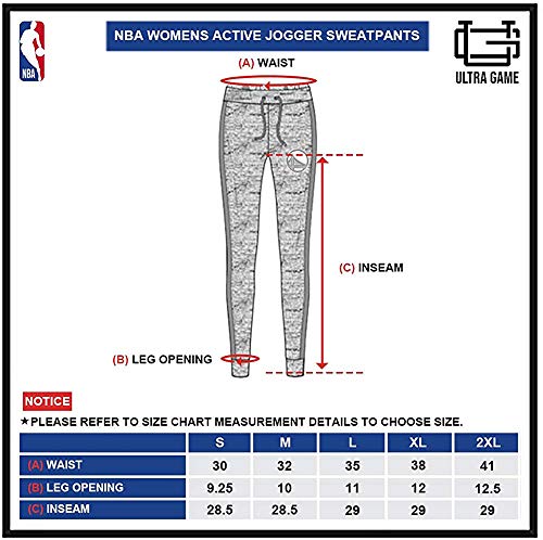 Ultra Game NBA Milwaukee Bucks Womens Active Basic Fleece Jogger Sweatpants, Space Dye Gray, Large