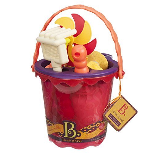 B. Toys by Battat – Sands Ahoy – Each Playset - Medium ucket Set (Mango) with 9 Unique Sand and Water Toys –Phthalate Free
