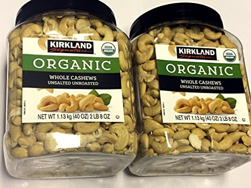 Kirkland Signatures Organic Whole Cashews Unsalted Unroasted - 2 Lb 8 Oz (2 Pack)