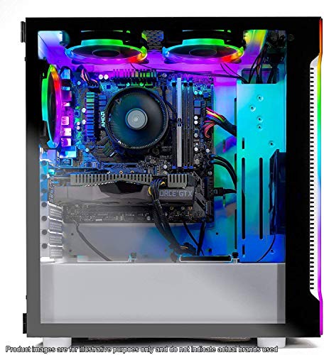 SkyTech Archangel Gaming Computer PC Desktop - Ryzen 5 3600 6-Core 3.6GHz, GTX 1660 Ti 6G, 500G SSD, 8GB DDR4 3000, RGB, AC WiFi, Windows 10 Home 64-bit, White