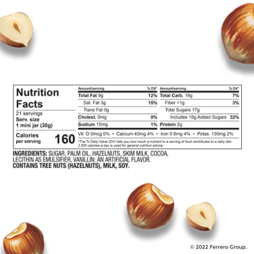 Nutella Hazelnut and Cocoa Spread, Friends Edition, 1.05 oz each, 21 Mini Jars