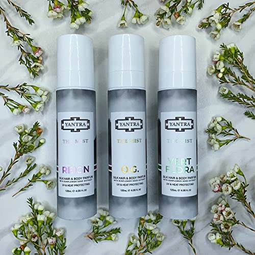 Yantra Beauty The Mist Silk Hair and Body Perfume - Hydrating Thermal Protector Fragrance - Texturizing, Conditioning Spray for Enhancing Volume, Bounce, and Shine - Light, Long Lasting 4.06 oz